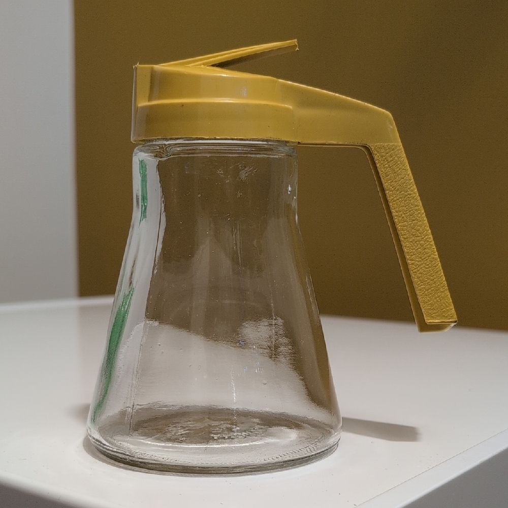 Vintage Yellow Glass Syrup Dispenser